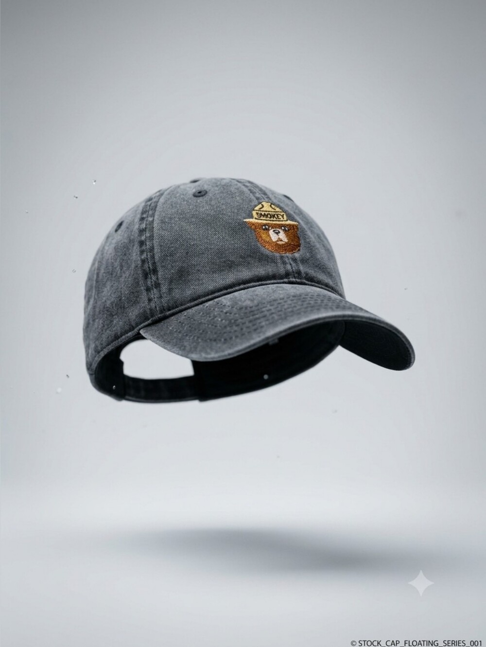 Smokey Bear Embroidered Washed Black Baseball Cap Official Licensed
